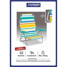 Silla playa aluminio multiposicion rayas 25 cm, 80x65x45cm, 25 cm altura asiento. Precio: 31.50000018. SKU: B195JQBDEQ