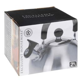 Excellent Houseware Tetera clásica inoxidable 2,5 l apta para gas y vitrocerámica Ø19 x 12 cm