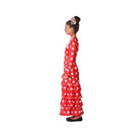 Disfraz Flamenca Rojo Niña Infantil 3-4 Años - Traje de Flamenca Sevillana con Lunares Blancos Disfraz Flamenca Rojo Niña Infantil 3-4 Años - Traje de Flamenca Sevillana con Lunares Blancos