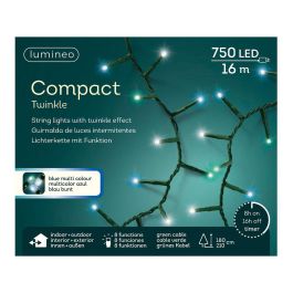 Guirnalda LED Compact 750 Luces Parpadeante Blanco, Azul, Turquesa Cable Verde 21m
