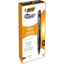Bic 526275 Bolígrafos Tinta Gel Gelocity, Punta Retráctil 0.7 mm, Ergonómicos, Negros, Caja de 12 Unidades