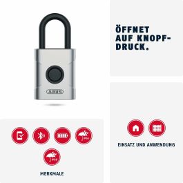 Abus ABU4003318991929 Candado de seguridad inteligente EVEROX One 61/50 mm con Bluetooth