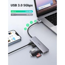 Ugreen 70336 Hub USB-C a 4 Puertos USB 3.0 Super Velocidad 5 Gbps para MacBook Air/Pro, iPad Pro/Air, PC, PS5, Smart TV
