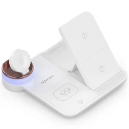 AISENS ASCH-15W4WC061-W Cargador Inalámbrico 4 en 1 15W para Smartphone, Apple Watch y Auriculares, Blanco