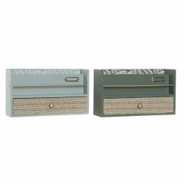 Organizador Tropical DKD Home Decor Verde Menta Verde Oscuro 9 x 17 x 30 cm (2 Unidades)