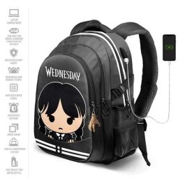 Karactermania Mochila Miércoles Run. Plus FAN Cute 44x34x21 cm Mochila de Gran Capacidad con 3 Compartimentos y Puerto USB