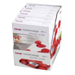 Beurer KS-19 Balanza de Cocina Frambuesa - Vidrio Ultra Plano, Pantalla LCD, Capacidad 5kg, Función Tara