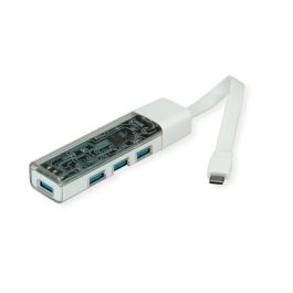 ROLINE Mobiler USB 3.2 Gen 1 Hub, 4fach, Typ A+C Anschlusskabel