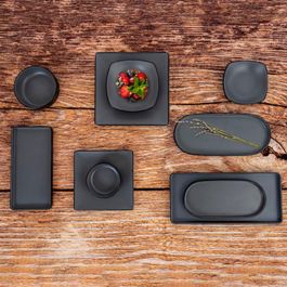 Bidasoa Gio Bol Bicolor Melamina Liso Negro 13x13 cm (12 Unidades) Resistente Rayaduras Apto Lavavajillas