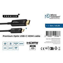 MicroConnect Cable de Fibra HDMI USB-C Premium 15m para Video y Audio 4K
