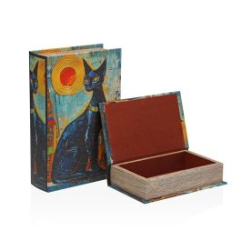 Caja Decorativa Versa Lienzo Madera MDF Libro Gato Caja Decorativa Versa Lienzo Madera MDF Libro Gato