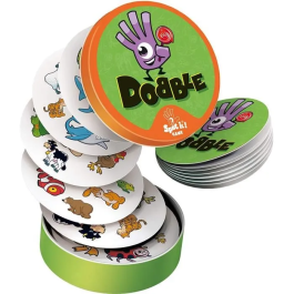 Asmodee Dobble Kids ECO - Juego de cartas ecológico en francés para niños, 30 cartas, 5 minijuegos