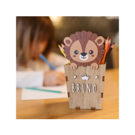 Wondee Cubilete Portalápices Personalizable de Madera para Escritorio Infantil con Kit de Letras y Símbolos, 10 x 19 cm
