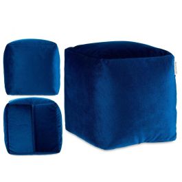 Puff Cuadrado Terciopelo 30X30Cm Azul Giftdecor (4 Unidades)