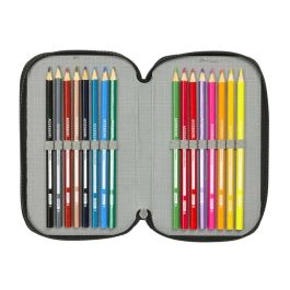 Estuche Escolar con Accesorios Spider-Man Attack Negro 12,5 x 19,5 x 5,5 cm 37 Piezas