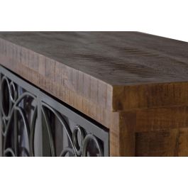 Giner y Colomer Vitrina de Madera de Mango Marrón Envejecida 130x100x40 cm 2 Cajones 2 Puertas