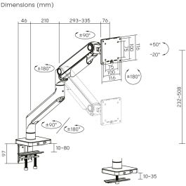 Digitus Soporte para Monitor 49" 20 kg Abrazadera Negro
