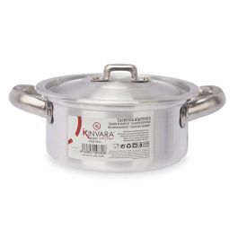 Kinvara Cacerola de Aluminio 1 L, 14 cm Diámetro, Apta para Gas y Horno, Plata (Set de 10)