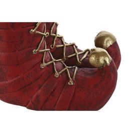 DKD Home Decor Macetero Navideño Tradicional de Magnesia Rojo, Verde y Dorado con Diseño de Botas de Elfo - 29 x 38 x 31.5 cm