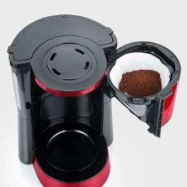 Severin KA 4817 Cafetera de filtro, de café molido, 10 tazas, 1000 W, Negra/Metálica/Roja