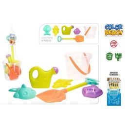 Color Baby Cubo de Playa 18 cm con Pala 39 cm, Regadera y 3 Moldes, Edad Mínima Recomendada 18 Meses