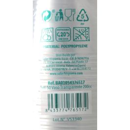 Algon Set de 50 Vasos Transparentes 200 cc (18 Unidades)