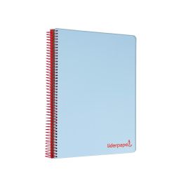 Cuaderno Espiral Liderpapel A4 Micro Wonder Tapa Plastico 120H 90 gr Cuadro 5 mm 5 Banda4 Taladros Color Celeste