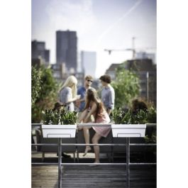 Elho Jardinera de Balcón Urban Loft Allin1 de 50 cm con Soporte para Barandilla y Sistema de Autorriego Blanco