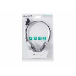 Ewent EW3567 Auriculares Alámbricos Diadema Supraaural con Conector 3.5mm, Micrófono Boom, para Llamadas y Música, Negro
