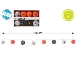 Guirnalda Decorativa Halloween 135 cm con 8 Farolillos de Telaraña, Arañas y Luz Led - Blanco, Naranja, Negro Precio: 4.49999968. SKU: B158TPB7M7