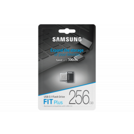 Samsung MUF-256AB/APC Pendrive 256GB USB 3.1 FIT Plus hasta 400 MB/s Lectura. Diseño Ultra-Compacto, Resistente Agua, Golpes y Temperatura