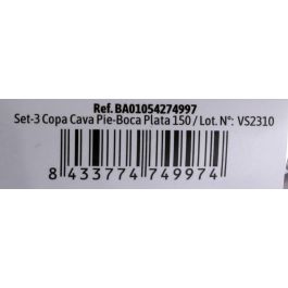 Algon Set de 3 Copas de Cava Pie de Boca Plata 150 cc 6 x 6 x 16 cm (36 Unidades)