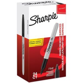 Sharpie Rotulador Permanente Punta Fina Negro y Gris Pack de 24 Unidades Redondo Secado Rápido Resistente al Agua y a la Luz