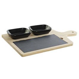 DKD Home Decor Tabla Aperitivo Cottage de Bambú, Pizarra y Gres, Negro/Natural, 19.7x33x3.5 cm, Set de 4 Precio: 7.12206. SKU: S3025951