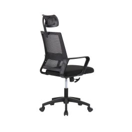 Silla de oficina ergonómica negra con respaldo en malla de nylon edm