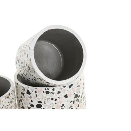 DKD Home Decor Macetero Urban de Cemento Blanco Multicolor con diseño Terrazo 13x13x13 cm - Set de 3 Maceteros Decorativos