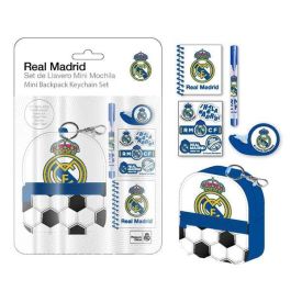 Real Madrid Set de Papelería Infantil: Minimochila Escolar Blanco 19.5 x 22.5 x 4.5 cm Ideal para Niños +3 Años