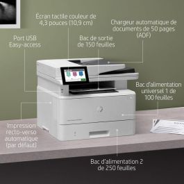 HP M430f LaserJet Enterprise MFP Impresora Multifunción Láser 63ppm, 600x600dpi, 2000MB RAM, Conexión USB, Pantalla LCD 4.3 pulgadas