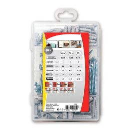 Fischer Tacos SX Plus con Tornillos, Surtido de Medidas: 40 unidades 5x25mm, 30 unidades 6x30mm, 20 unidades 8x40mm - Caja 180 Uds