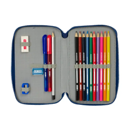 Estuche Escolar con Accesorios Munich North Azul marino 12.5 x 19.5 x 4 cm 29 Piezas