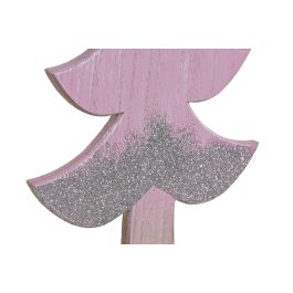 DKD Home Decor Decoración Navideña Árbol con Diseño Fantasía Degradado de Madera Rosa - Pack 4 Unidades 6x20x39.5 cm