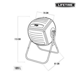 Cubo de compostaje capacidad 189 litros de acero galvanizado con deposito giratorio, puerta abatible y cierre hermético 75x81x113 cm Cubo de compostaje capacidad 189 litros de acero galvanizado con deposito giratorio, puerta abatible y cierre hermético 75x81x113 cm