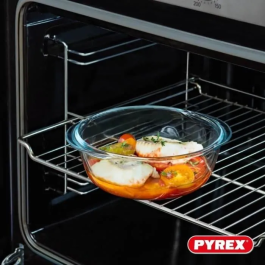 Pyrex Cook & Heat Caja redonda de vidrio con tapa 20 x 18 cm - Resistente a temperaturas extremas, apto para horno, nevera, congelador y microondas