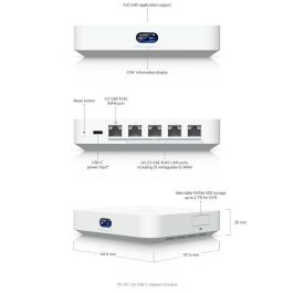 Ubiquiti Router Cloud Gateway Max UCG-Max Procesador ARM Cortex-A53 1.5GHz Memoria 3GB SSD 512GB Blanco