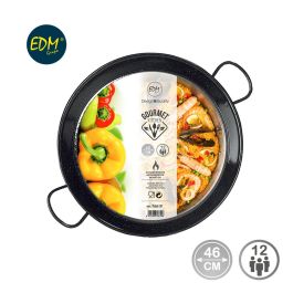 Vaello Paellera de acero esmaltado Ø46 cm para 12 personas, compatible con cocinas de gas