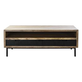 DKD Home Decor Mesa Centro con 3 Cajones, Madera de Mango y Metal, Color Negro y Marrón Claro, 120x60x45 cm