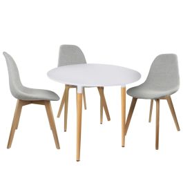Home Deco Factory Mesa Redonda Essentiel Blanca Madera Metal Polipropileno ø76 cm