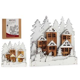Pueblo Madera Blanca Muñeco Nieve Purpurina Luz Krist+ 44x44x6 cm (4 Unidades) Precio: 119.50000051. SKU: B15AEKCXLG