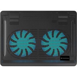 Conceptronic Base Refrigeradora para Portátil con 2 Ventiladores USB-A 2.0 para Pantallas de hasta 15.6 Pulgadas y 3 kg de Carga, Color Negro