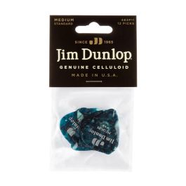 Dunlop Pack 12 Púas Genuine Celluloid Turquesa - Dureza Medium